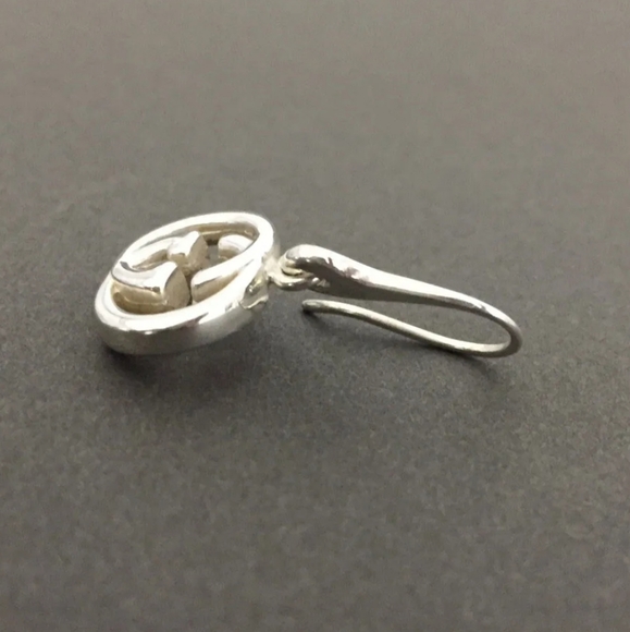 GUCCI SILVER 925 INTERLOCKING G LOGO PIERCED EARRINGS/1A7175 - Picture 10 of 14